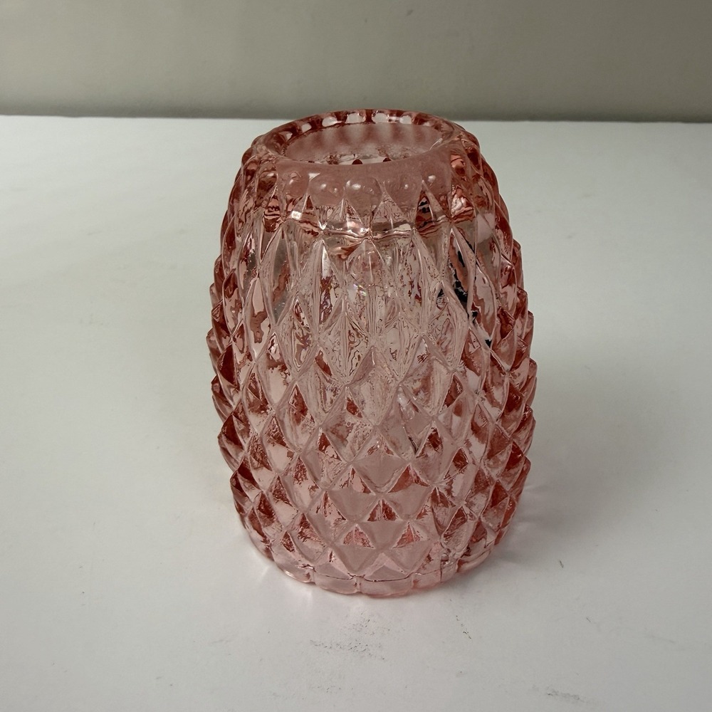 Vintage Pink Diamond Pineapple Fairy Lamp Shade Top Brooke Crescent Style Glass - Picture 11 of 11